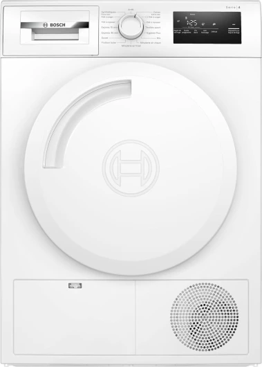 WTN83209FR Série 4, Sèche-linge à condensation, 8kg, 112 L, Design Antivibration, Blanc Porte Blanche 8kg