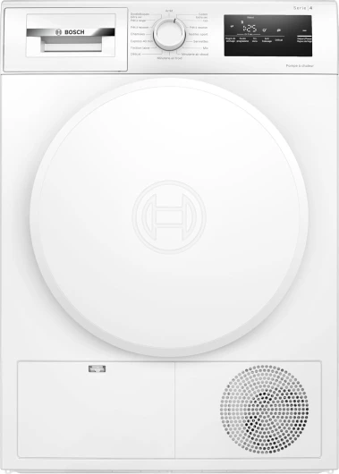 WTH8300DFR, Série 4, Sèche linge, Pompe à chaleur, 8 kg, Blanc New Série 4
