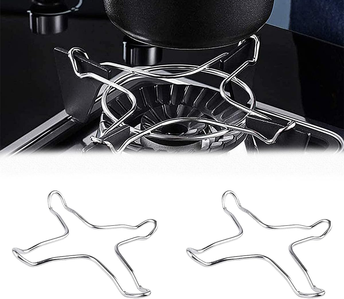 Support Gaziniere Gaz 2 Pièces, Universel Support pour Cuisinière, Cuisinière à Gaz de Support, Réducteurs de Gaz Support Wok, Casserole Support de Poêle à Gaz, pour Cafetière Cuisinière à Gaz