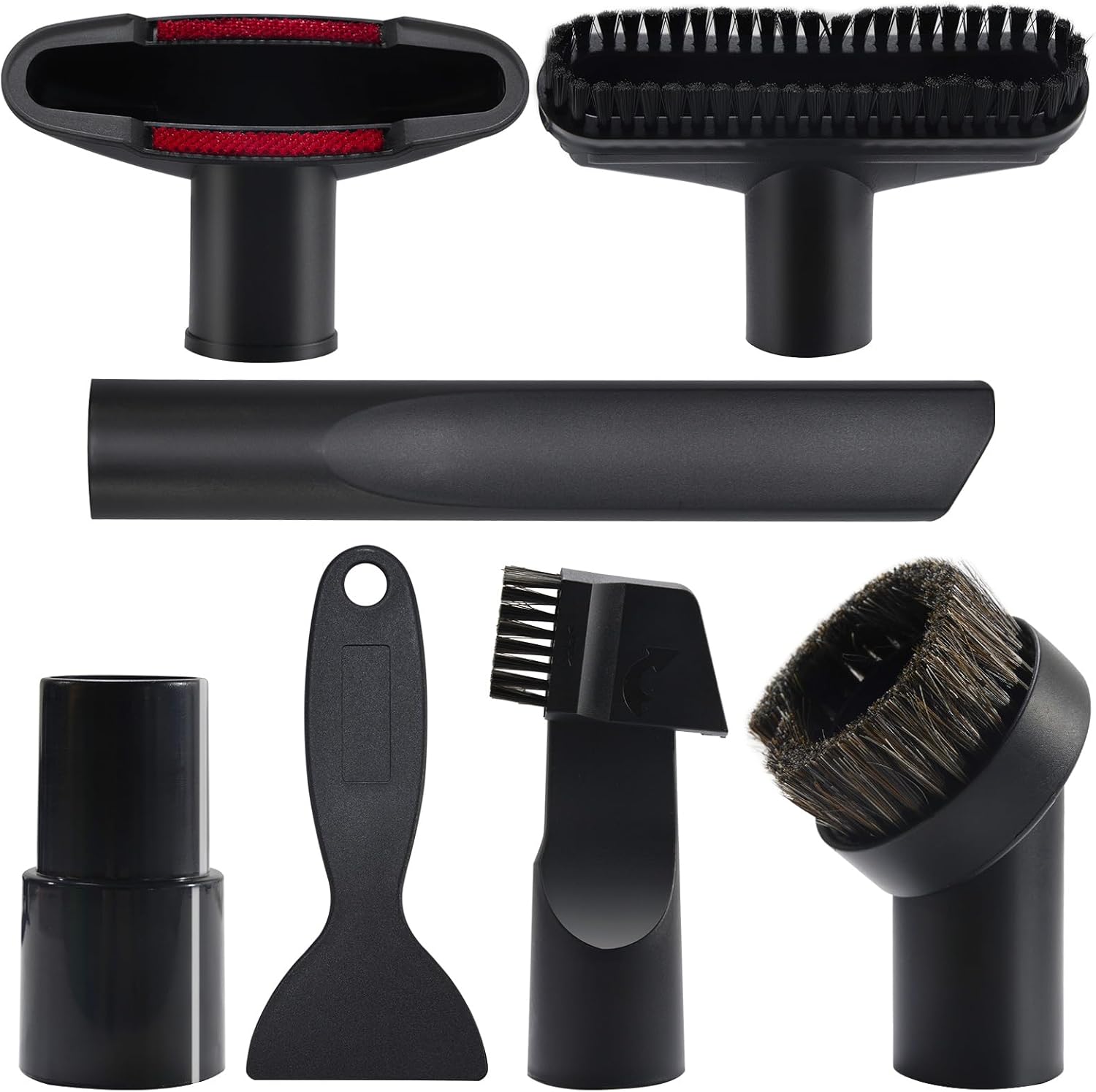 7 Pièces Accessoires pour Aspirateur Embouts, Meubles Brosse Aspirateur Accessoires avec Pelle de Nettoyage, pour Aspirateurs avec un Diamètre Intérieur de 32 mm à 35 mm, Black