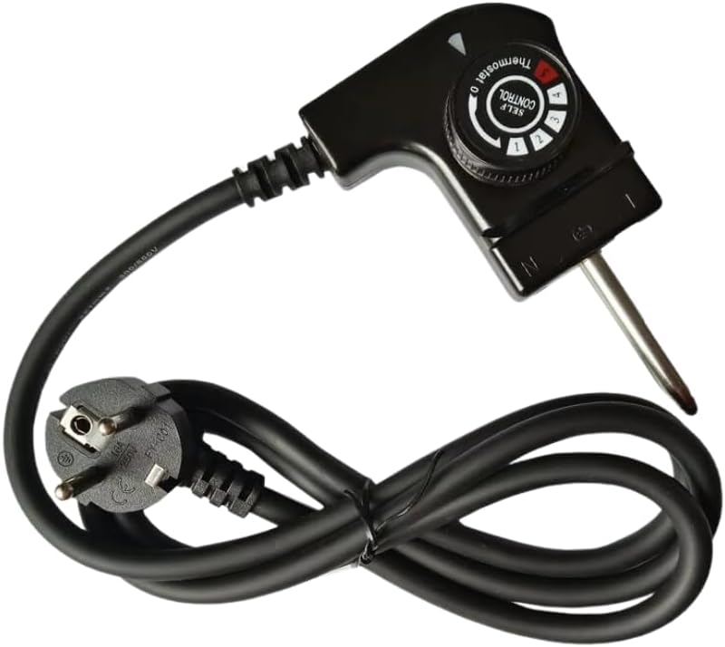 Câble Alimentation Universel avec Thermostat pour Plancha Électrique Princess, Jata, Solac, Fagor, Silvercrest, Thomson, Tristar et Plus - 5 Niveaux de Température - 250V 10A 2000W - Câble de 1 mètre