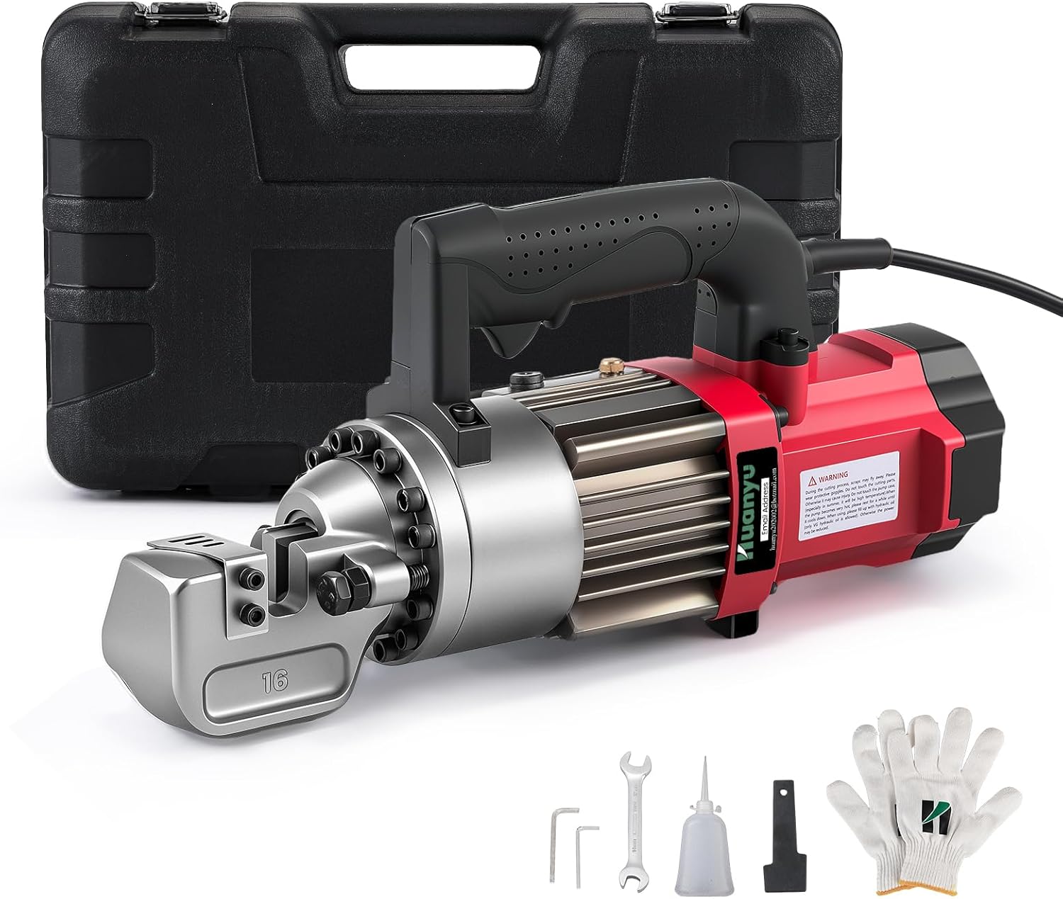 Coupe barre hydraulique électrique, coupe barre diamètre 4-16mm，Portable machine à couper les barres vitesse de coupe 2-2.5s, 850W, 220V pour les opérations de chantier (RC-16B)