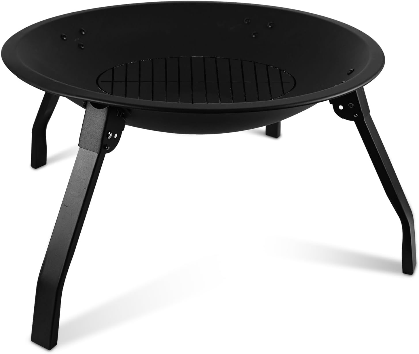 Whemyreat Brasero de 55 cm de diamètre avec grille de barbecue, brasero d'extérieur, multifonction, brasero pour le jardin, le barbecue, le chauffage extérieur en hiver, barbecue au charbon