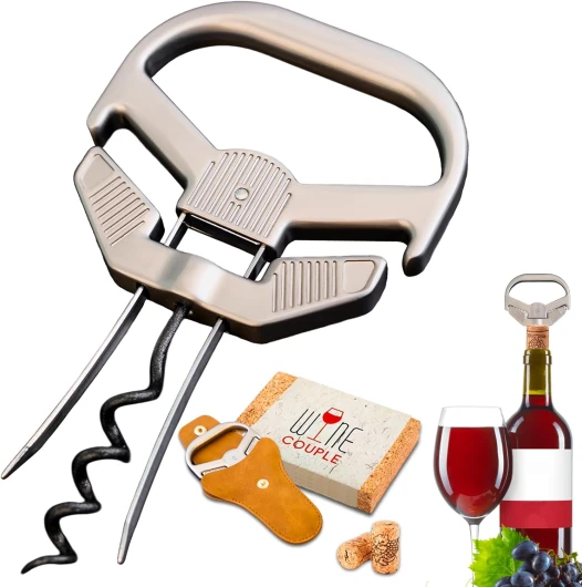 LUCYLANKER Ah So Ouvre-Bouteille pour Bouteilles Vintage, Tire-Bouchon de Vin Vieux avec Étui en Cuir Portable, Décapsuleur pour Connaisseurs de Vin à Déboucher, Cadeaux pour Amateurs de Vin (01)