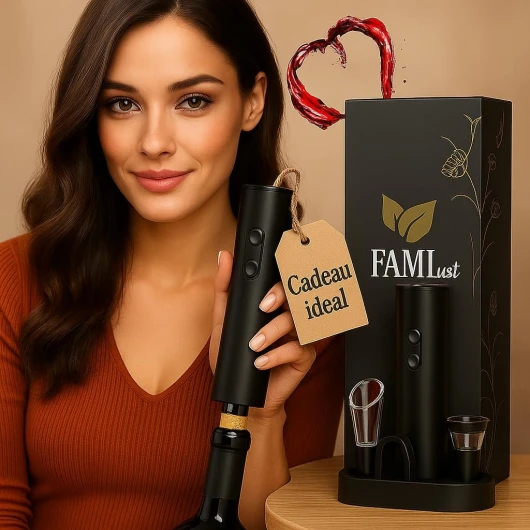 Tire bouchon electrique avec accessoires – Ouvre bouteille vin avec coupe-capsule, aérateur, verseur et base – Cadeau homme original – Coffret cadeau anniversaire pratique – Fonctionne avec 4 piles AA
