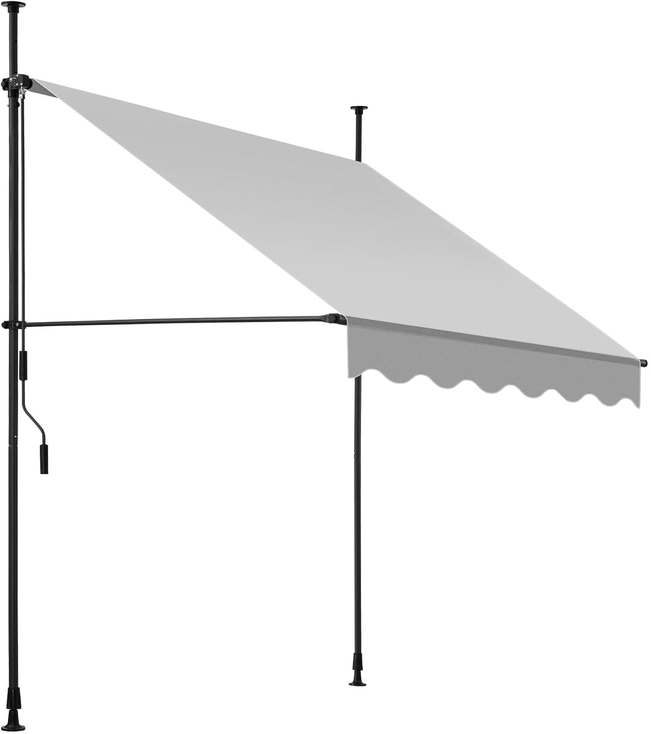 Store banne sans Perçage Auvent Marquise Retractable avec Manivelle Multi-Fonction Store latéral Enroulable Brise Vue Brise Soleil Opaque en Aluminium - Gris Clair, 150 x 180 cm 150 x 180 cm Gris Clair