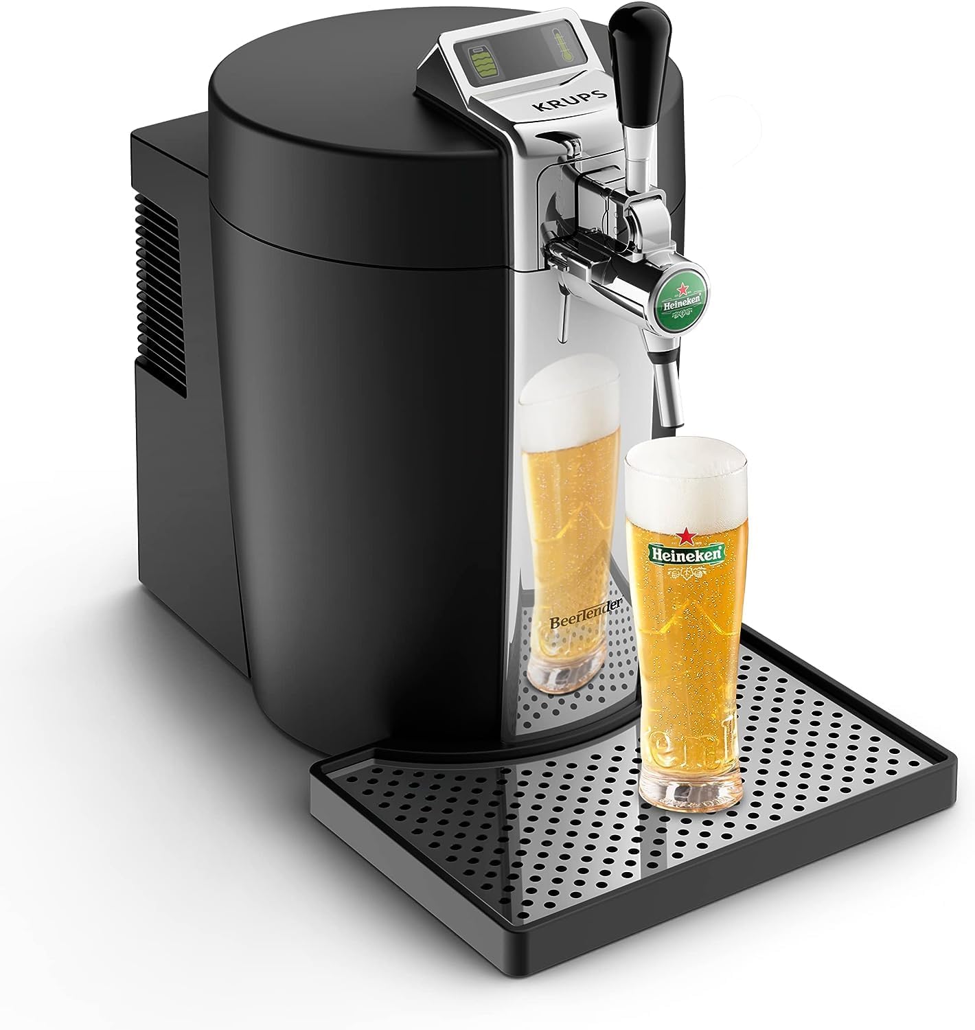 BEERTENDER Machine à bière pression, Compatible avec les fûts de 5 L, Tireuse à bière, Pompe à bière, Indicateur température, Indicateur volume restant VB700800 Noir Anthracite Indicateur LED - Volume et Température