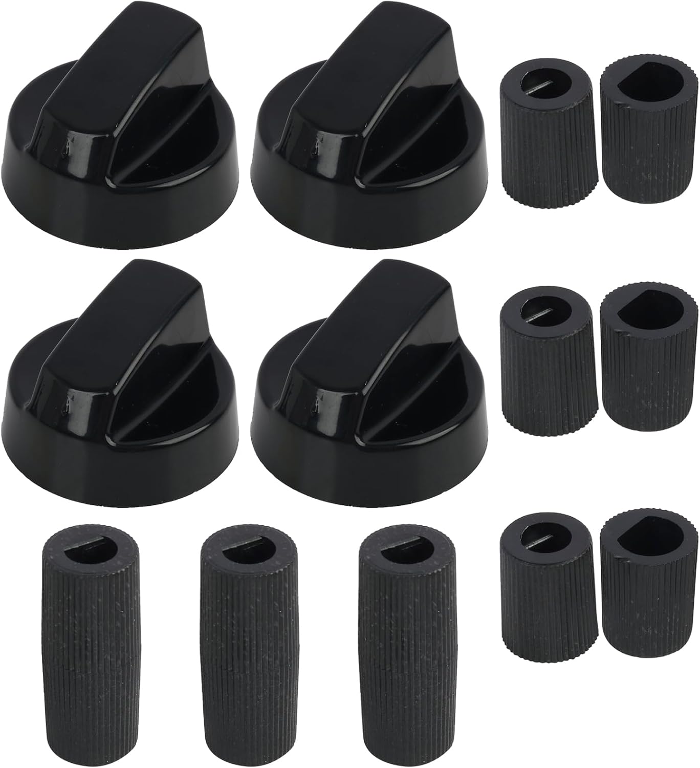 Boutons De Commande Universels Pour Fours,CuisinièRes Et Plaques De Cuisson,Compatibles Avec Une VariéTé D'Appareils MéNagers, Noirs,Pack De 4 Avec 5 Adaptateurs Permettant Un Montage Simple Et Rapide