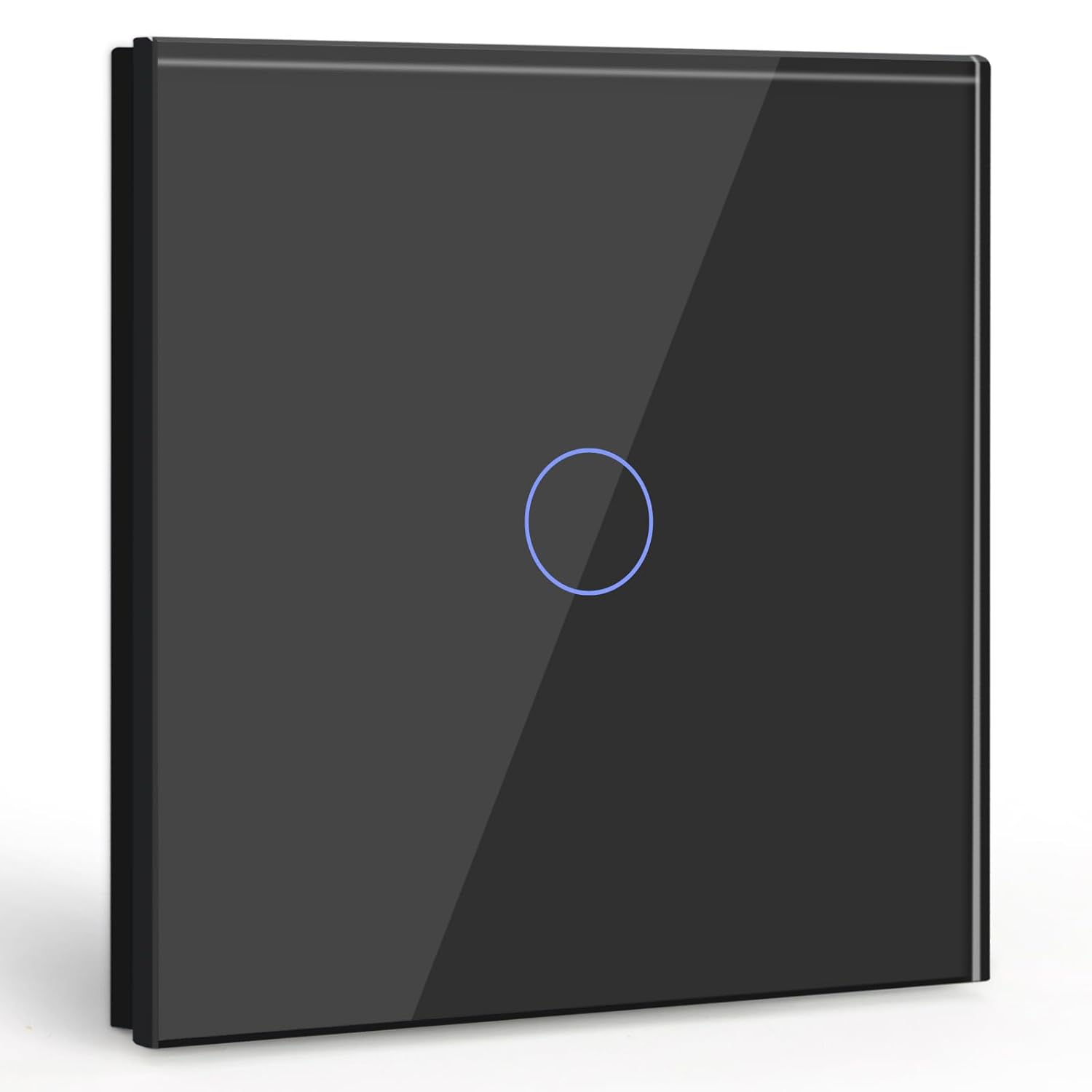 Interrupteur Tactile 1 Gang 1 Voie,Noir Commutateur de Lumière avec LED Affichage Light,Interrupteur Tactile avec Capteur Tactile Panneau Verre Cristal-Pas de fil Neutre 1 Gang 1 voie Noir