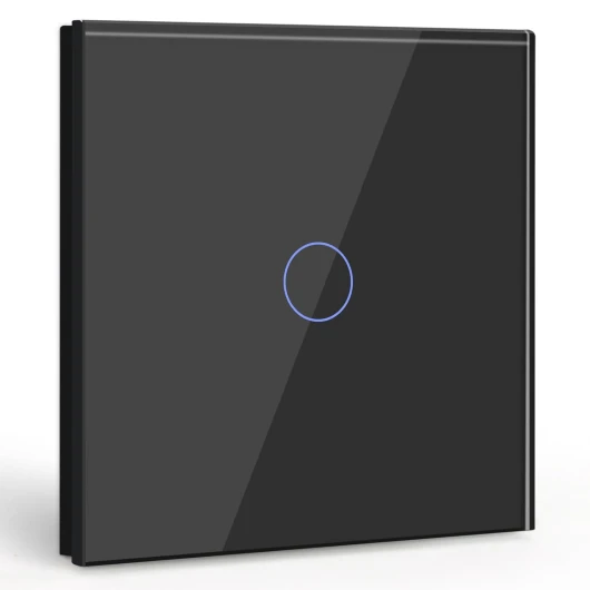 Interrupteur Tactile 1 Gang 1 Voie,Noir Commutateur de Lumière avec LED Affichage Light,Interrupteur Tactile avec Capteur Tactile Panneau Verre Cristal-Pas de fil Neutre 1 Gang 1 voie Noir
