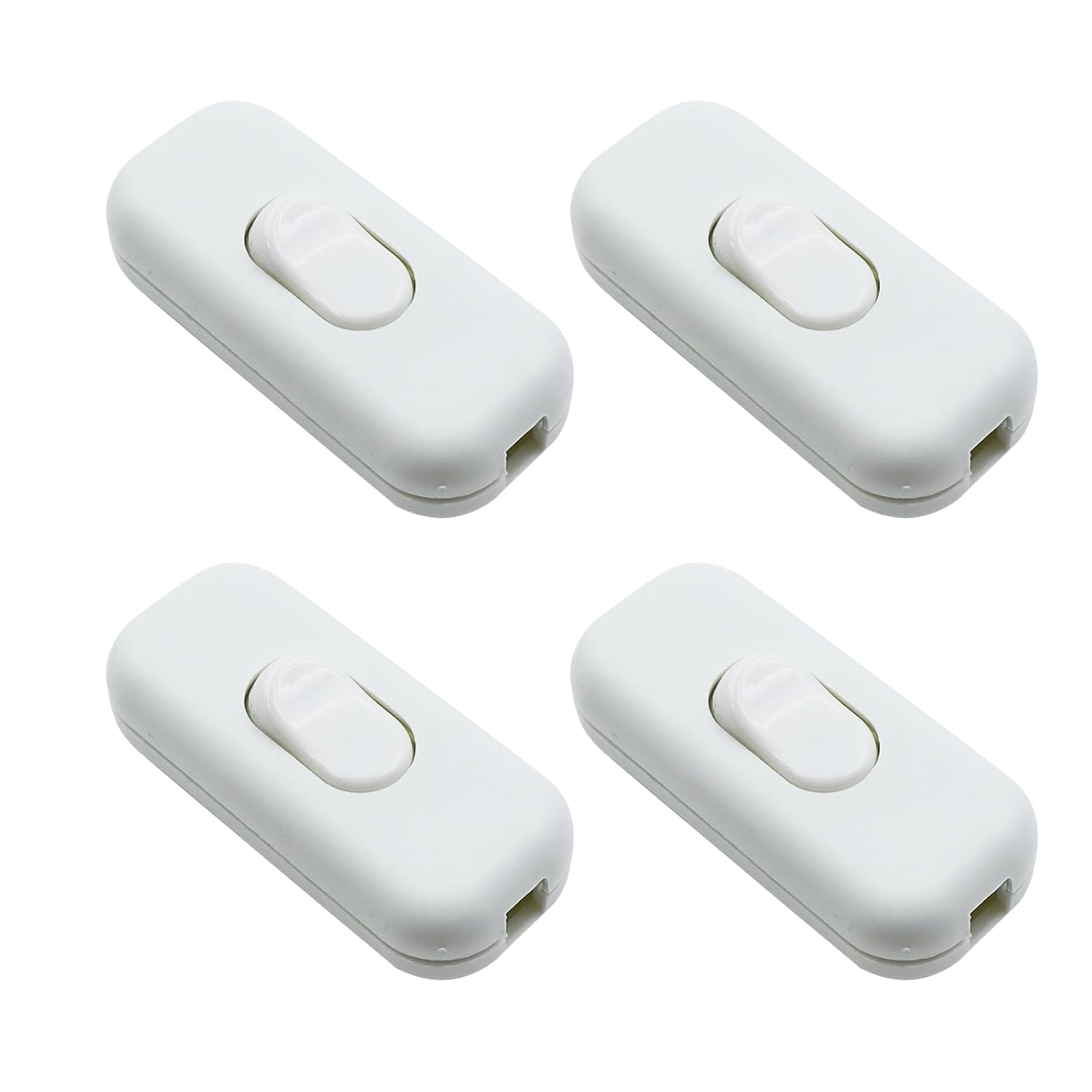 ZHIQIN Lot de 4 Blanc Inline Interrupteur cordon,6 A 250 V Interrupteur Torpedo,Lampe Inline 2 ou 3 ligne Interrupteur Lampe de Chevet,pour Petit Appareil,Lampe de Table