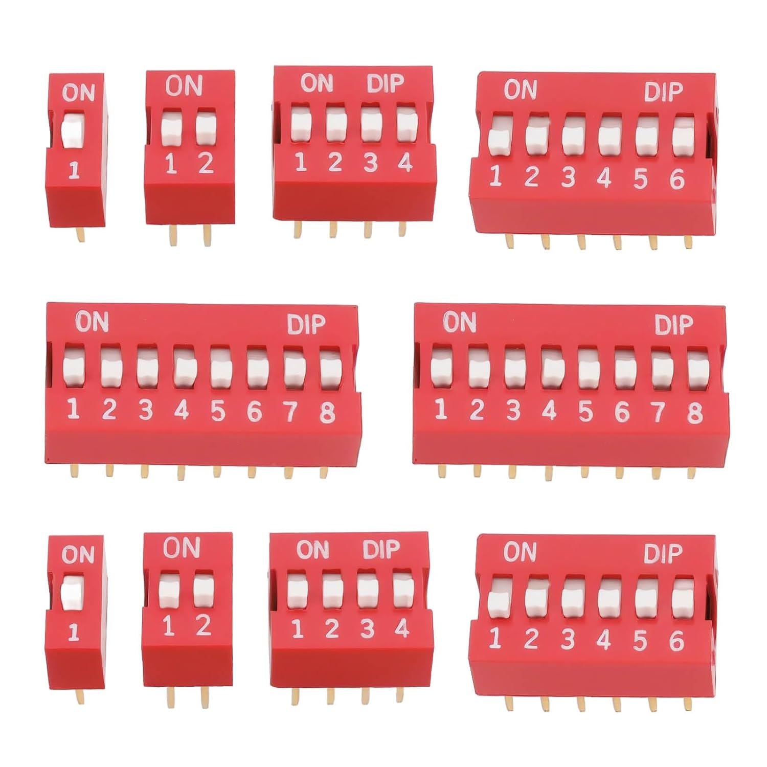 50x Interrupteur DIP à double rangée de 2,54 mm, prise directe, interrupteur à bascule coulissant pour voitures, drones, robots, lampes solaires (position 1 2 4 6 8)