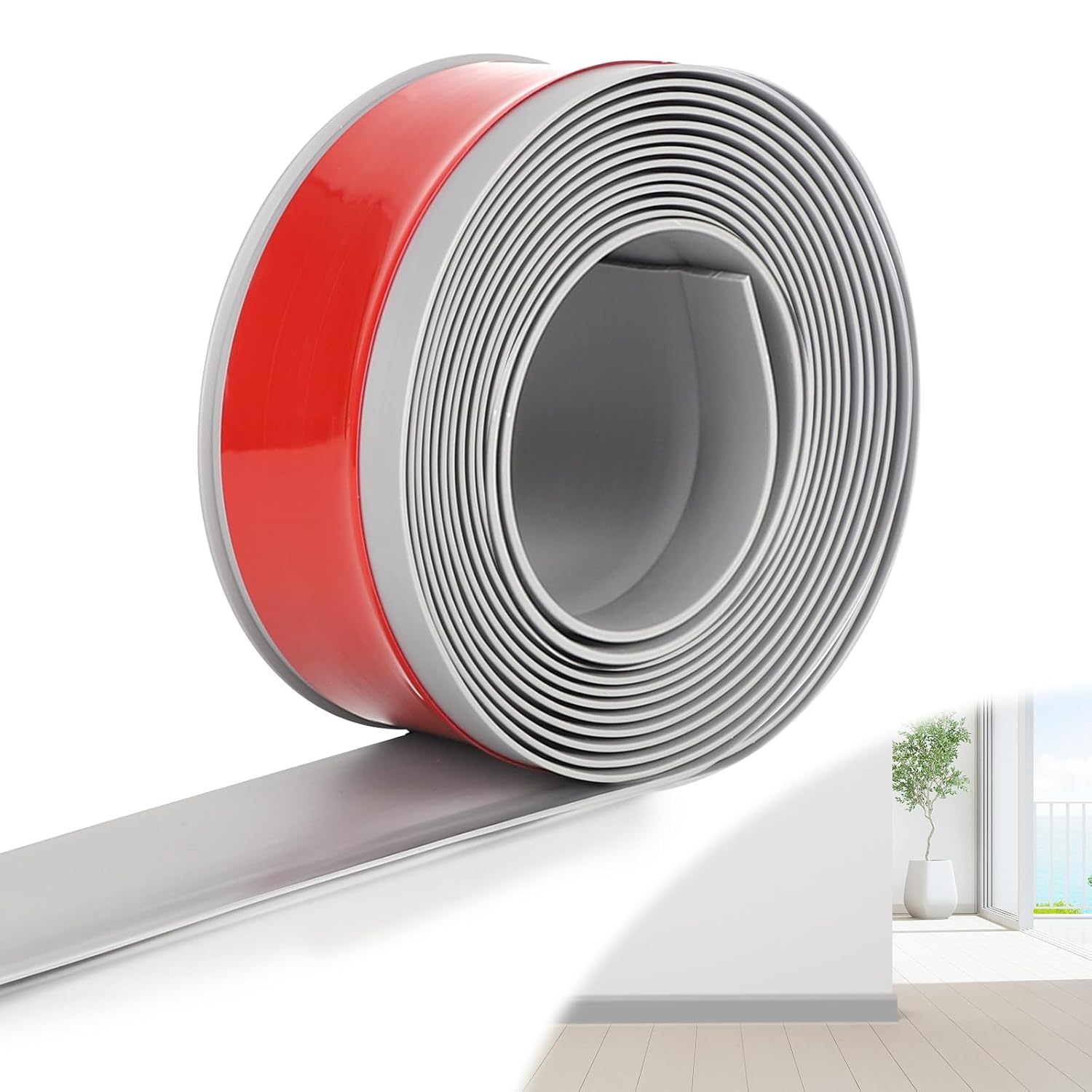 Plinthe souple en PVC, plinthe autocollante, 5 cm x 5 m, anthracite, bande d'étanchéité étanche, pour cuisine et salle de bain