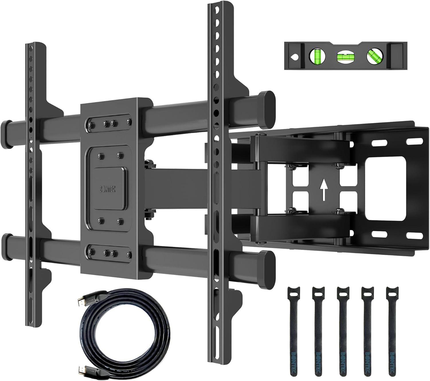 Support Mural TV pour Télévision Plat et Incurvé LCD LED 32-84 Pouces jusqu'à 60KG, Support TV Mural orientable et Inclinable, Bras Doubles Solides et Robustes, Max VESA 600x400mm