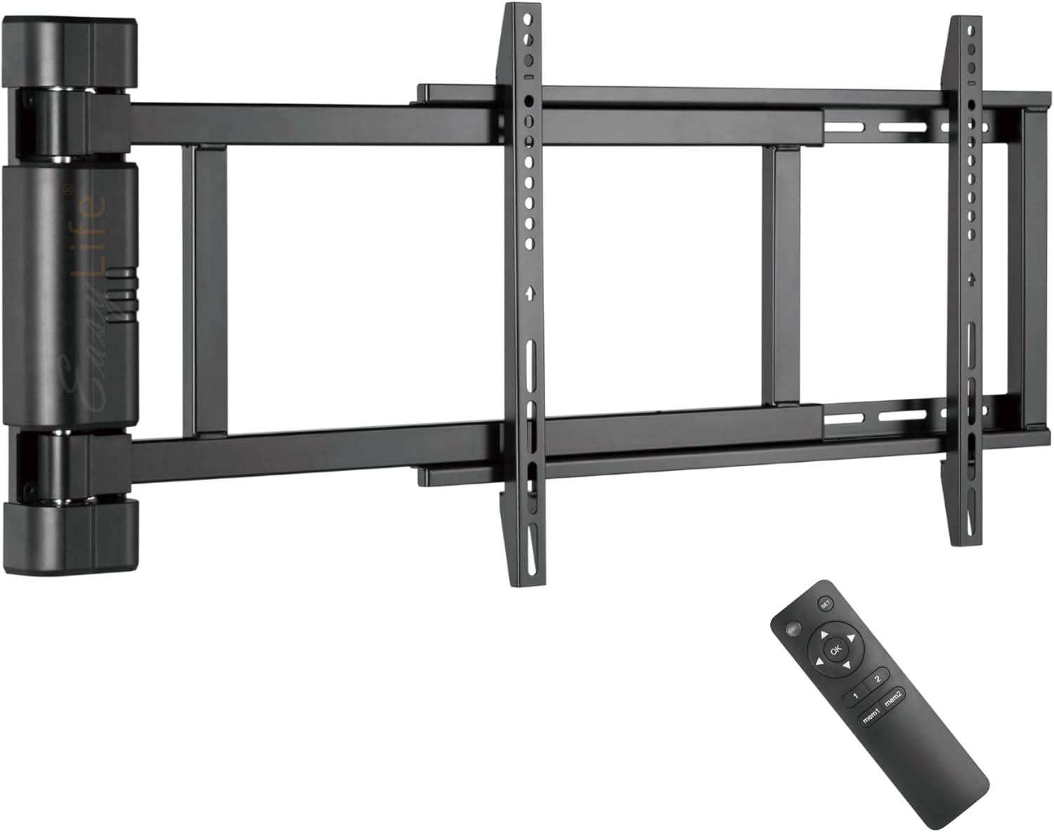 Support TV Mural, Support pivotant électriquement jusqu'à 170°, VESA jusqu'à 600x400, pour LCD/OLED/Curved, téléviseurs, moniteurs, écrans, smartboards 32 à 75 Pouces & 50 kg Maxi Noir