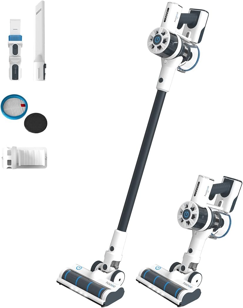 Hoogo® S2 2en1 - Aspirateur sans Fil - sans Sac sans Fil - Moteur numérique de 200 Watts - Autonomie de 35 Minutes - Brosse électrique Auto-nettoyante - Seulement 75 DB(A) de Bruit