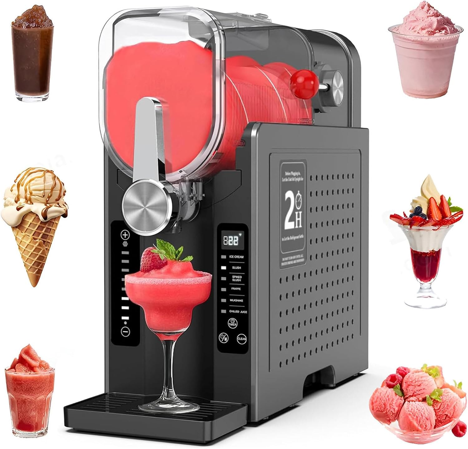 Sorbetière - 6-en-1 Machine à Glace, Milkshakes et Smoothies, Distributeur Glace Molles, Réservoir 1,6L, Écran Tactile, Mode Maintien au Frais, Nettoyage Auto,42cm(L) x19cm(W) x42cm(H) 42cm(L)x19cm(W)x42cm(H)