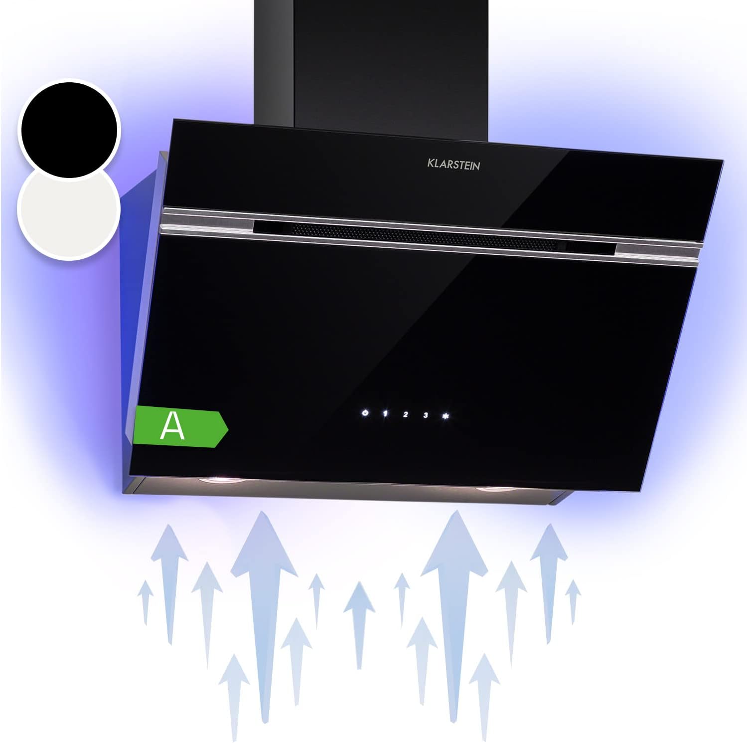 Alina 60 Hotte Aspirante - 600 m³/h, Panneau Tactile, LED Multicolore, Silencieuse 63 dB, Énergie Classe A, Hotte Décorative, 60 cm, Noir 60 cm Classe énergétique A Noir