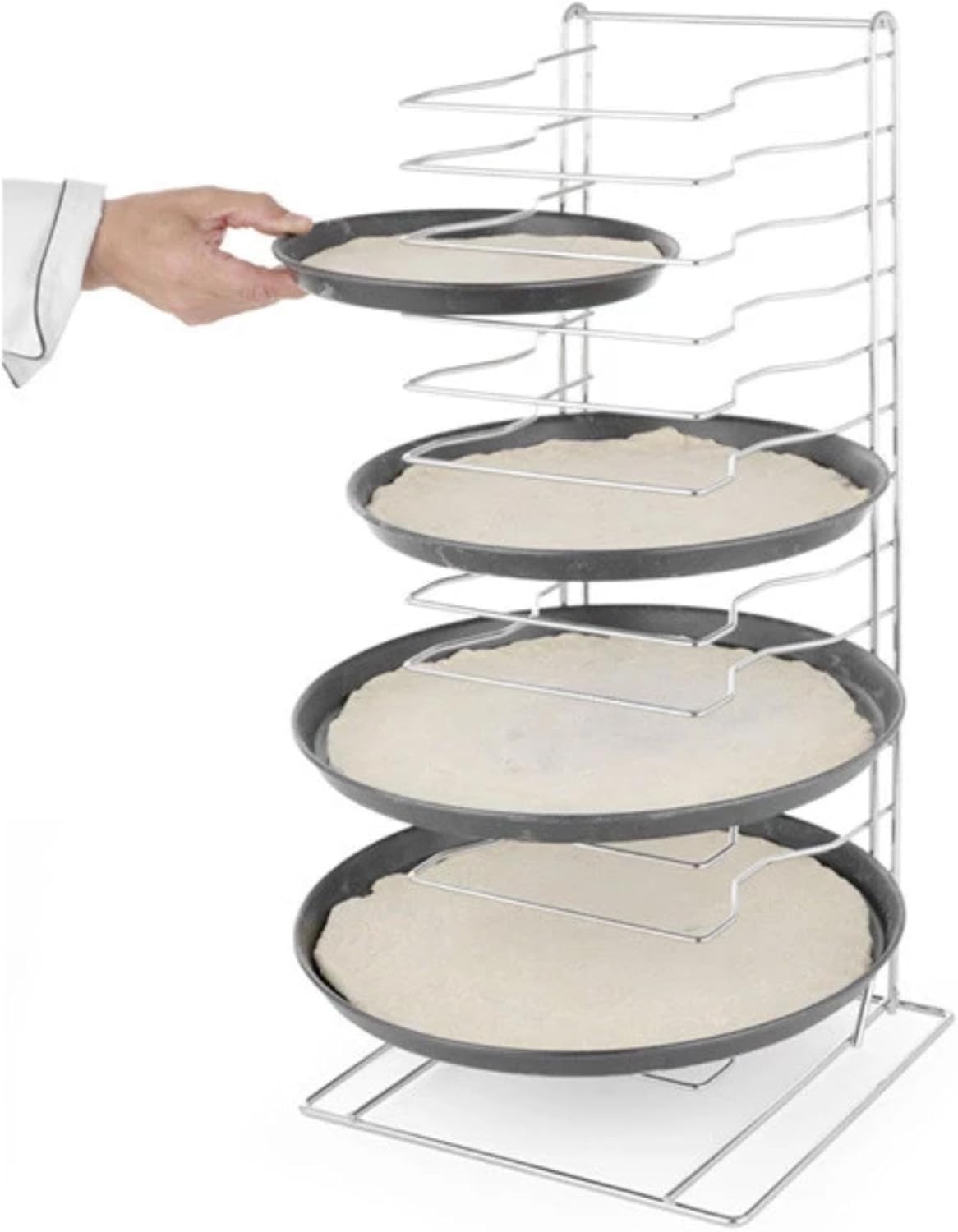 Générique Râtelier Vertical 14 Grilles en Inox - Support de Rangement pour Plateaux à Pizza 30,5 x 30,5 x 68,5 cm