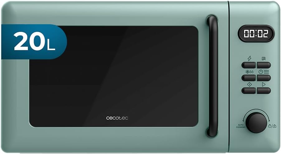 Micro-ondes Digital avec Grill de 20L Proclean 5110 Green - 700W en 6 Niveaux et Grill de 800W, Mode Décongélation, Signal de Fin de Cuisson, Lampe Intérieure, Minuteur 30', Design en Vert - Numérique - Grill Vert