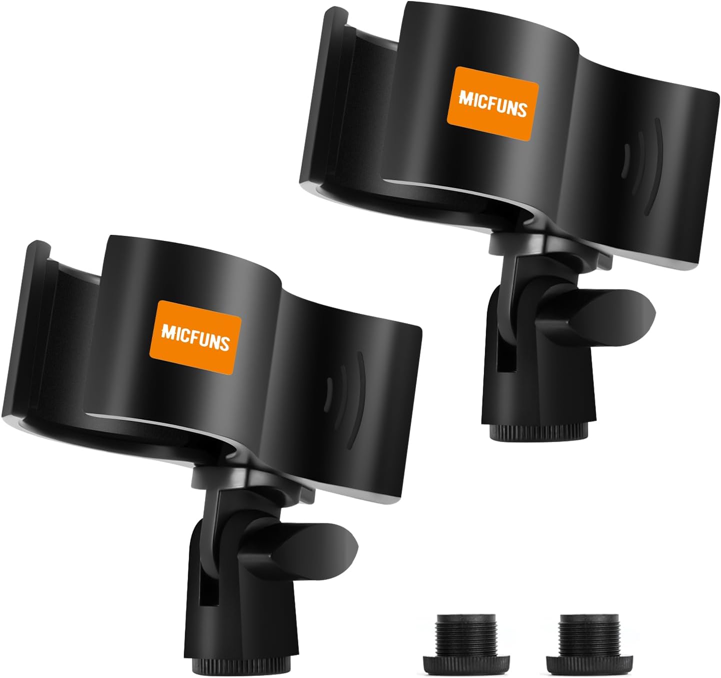 Lot de 2 supports de microphone améliorés - Support de microphone réglable avec vis de 5/8" à 3/8" - Diamètre extérieur entre 32 mm et 60 mm