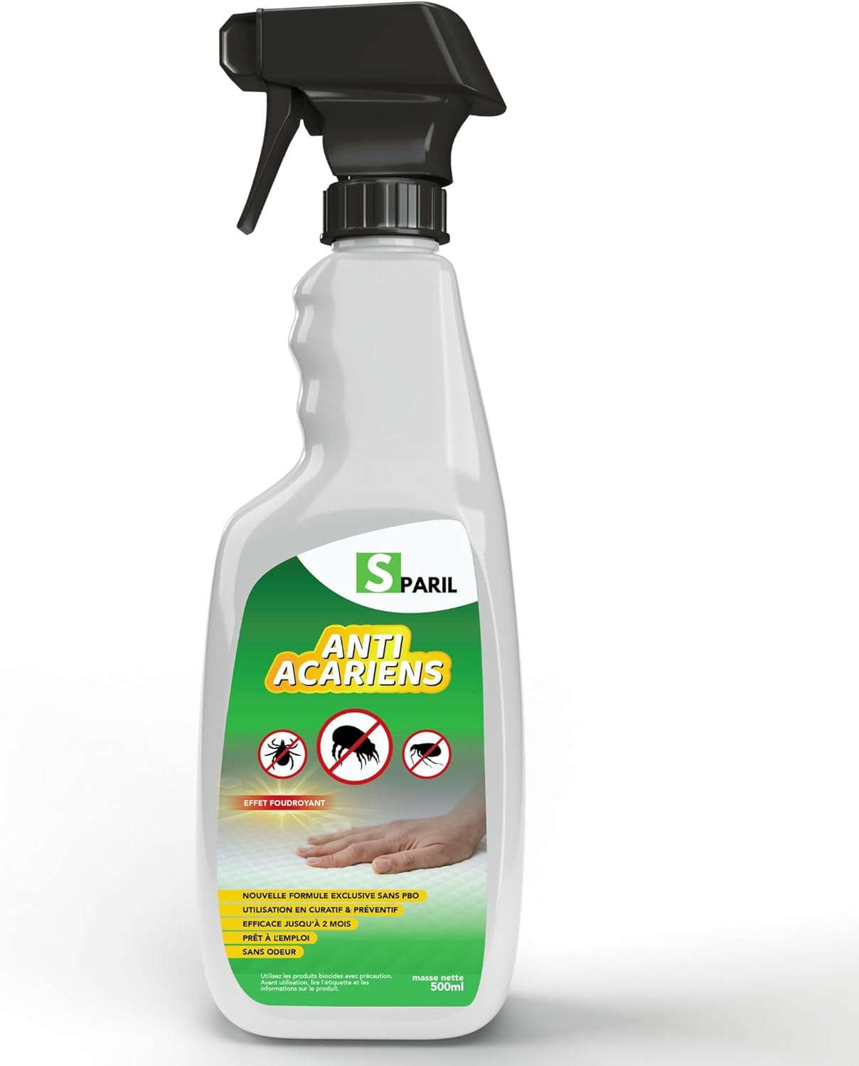 Spray Anti acarien, Puce, Tique, Anthrene et Allergène 500 Ml - Produit Insecticide Puissant - Protège Literie, Oreiller, Matelas, Couette Contre Les Acariens Parasites De Façon Efficace et Durable.