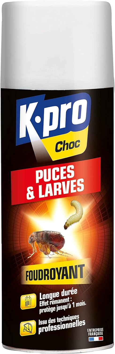 K.PRO Choc - Spray Aérosol Foudroyant Puces et Larves, voir photo Foudroyant 400ml