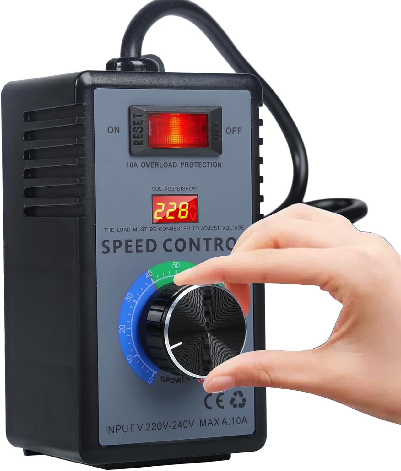 Ailao Variateur de Vitesse pour Moteur 220V Variateur de Vitesse Regulateur de Tension Utilisation pour meuleuses d'angle/souffleuses/scies circulaires Régulateur de tension Puissance de crête 4000W.