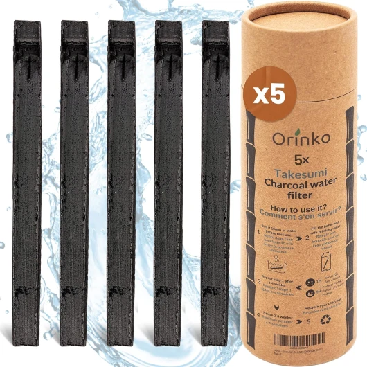 Binchotan Bio x5, Charbon Actif Takesumi de Bambou pour Purification de l'Eau, Filtration 1 L par bâton Écologique et Durable