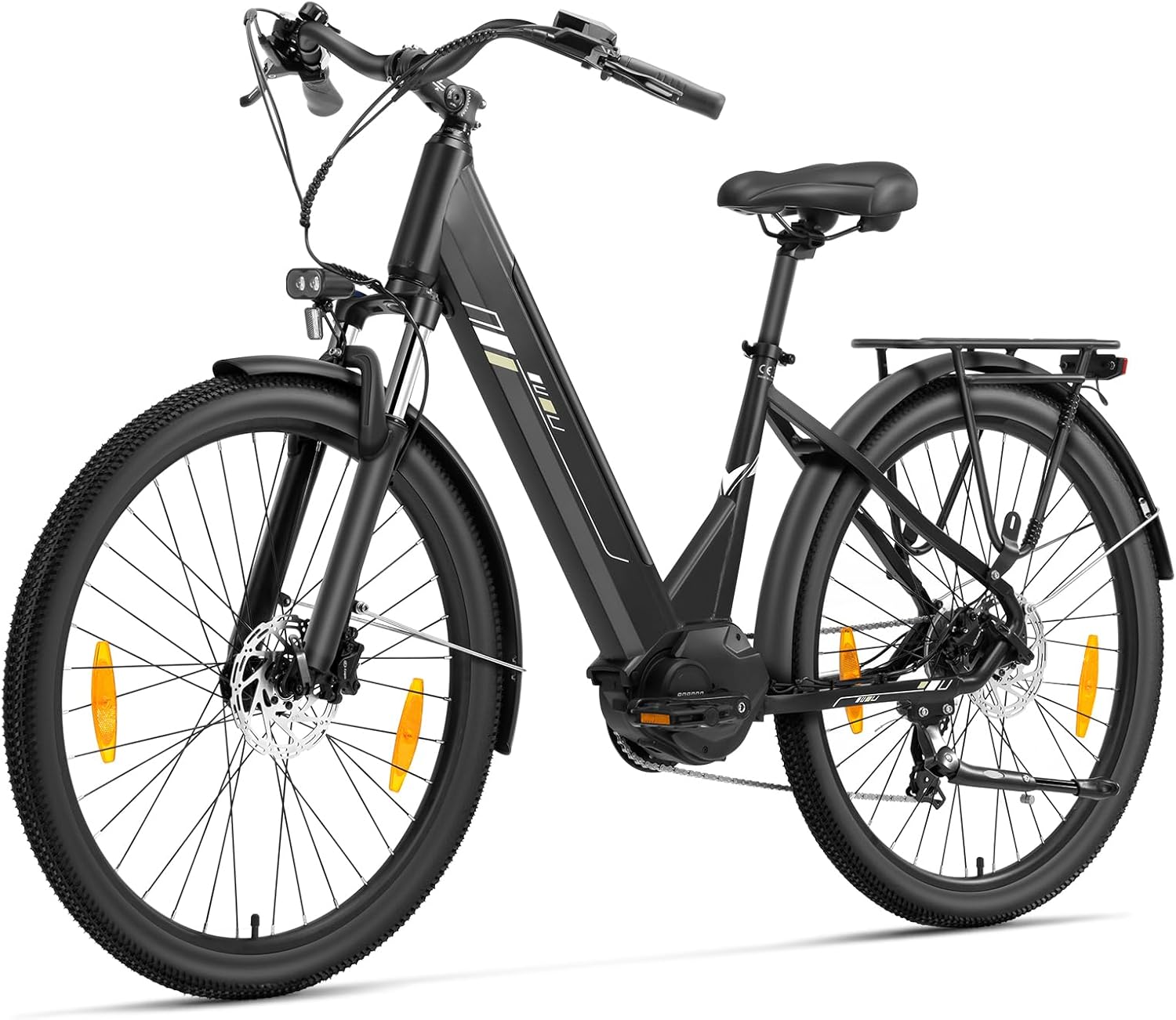 Urbano 3 Vélo Électrique Adulte, Moteur Central 250W 70Nm, Freins Disque Hydrauliques, Batterie Amovible 120km Autonomie, 27.5" Vélo électrique de Ville 7 Vitesses