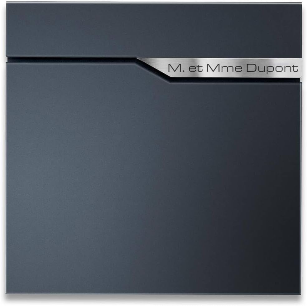 Metzler Boîte aux Lettres Anthracite Plaque de Nom remplaçable - Ebenhard Ral7016 Anthracite