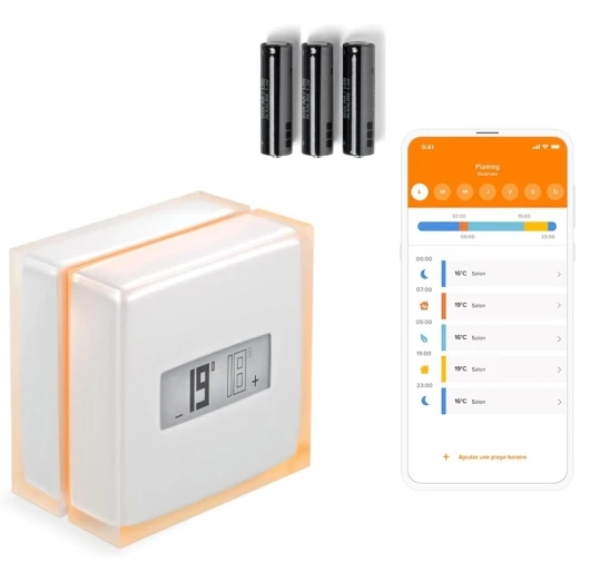 Thermostat Connecté et Intelligent Économe en Énergie –WiFi- Réduisez Les Factures & Contrôlez Le Chauffage à Distance par Application, Compatible avec Les Chaudières Individuelles, NTH01-AMZ Thermostat (Amazon)