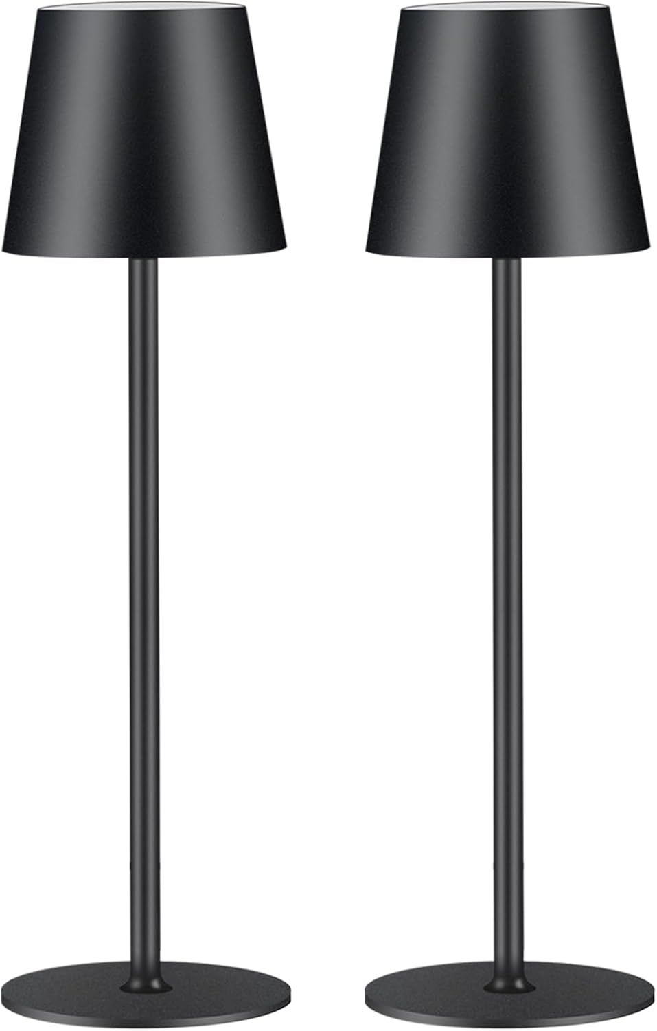 Lot de 2 lampes de table LED à intensité variable, sans fil, rechargeables, couleur de lumière chaude 3000 K, pour l'intérieur et l'extérieur, avec USB-C, aluminium, étanchéité IP54 (Noir)