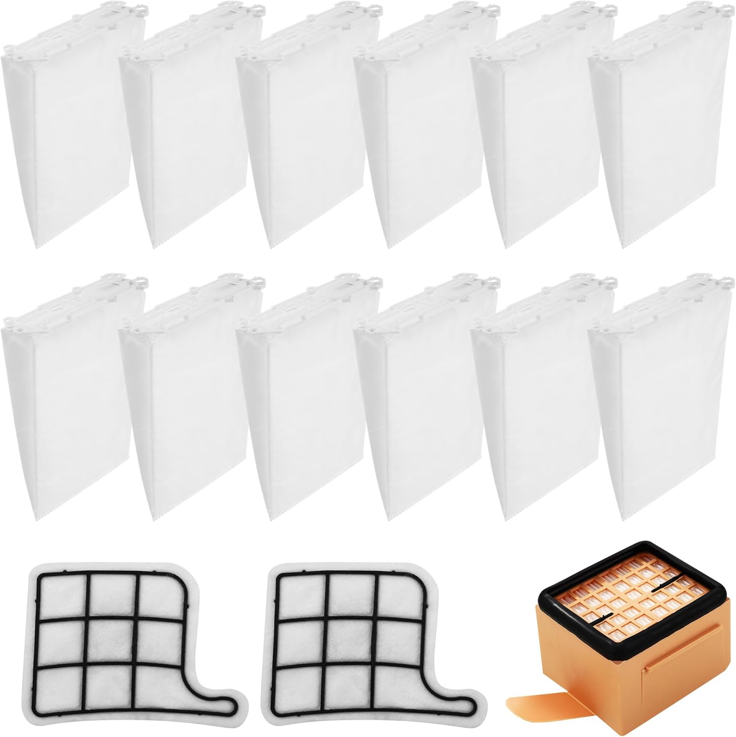 Kit Sac Aspirateur Compatible pour Vorwerk Kobold VK135 VK136 avec Filtre Remplacement - 12 Sacs + 2 Filtres Moteur + 1 Filtres HEPA,pour Vorwerk Accessoires d'aspirateurs pour Aspirateurs