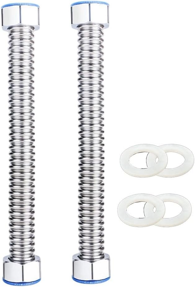 HpLive Lot de 2 tuyaux ondulés flexibles en acier inoxydable de 50 cm pour chauffe-eau - Résistant à la haute pression - Résistant à la corrosion
