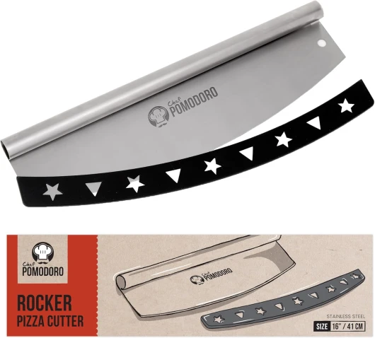 Couteau Pizza 40,5cm en Acier Inoxydable avec Housse, Coupe Pizza à Poignée Confort, Couteau à Pizza Pro, Coupe Pate, Pizza Accessoire Maison Pratique 40,6 cm