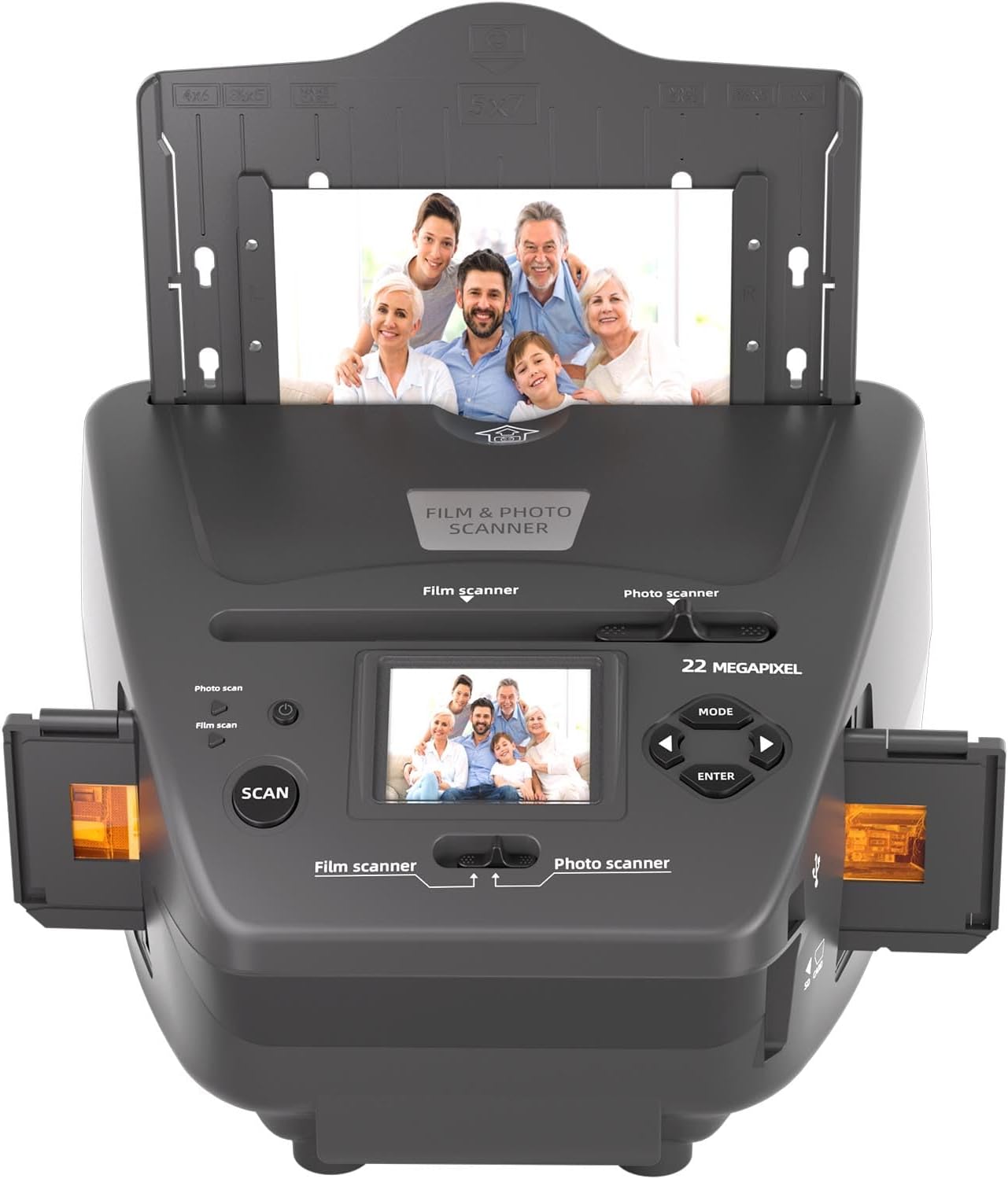 Scanner multifonction pour photos, diapositives et négatifs, convertit les négatifs/diapositives de 35 mm au format numérique JPEG, scanner de diapositives pour numériser les négatifs, carte mémoire 4 Noir