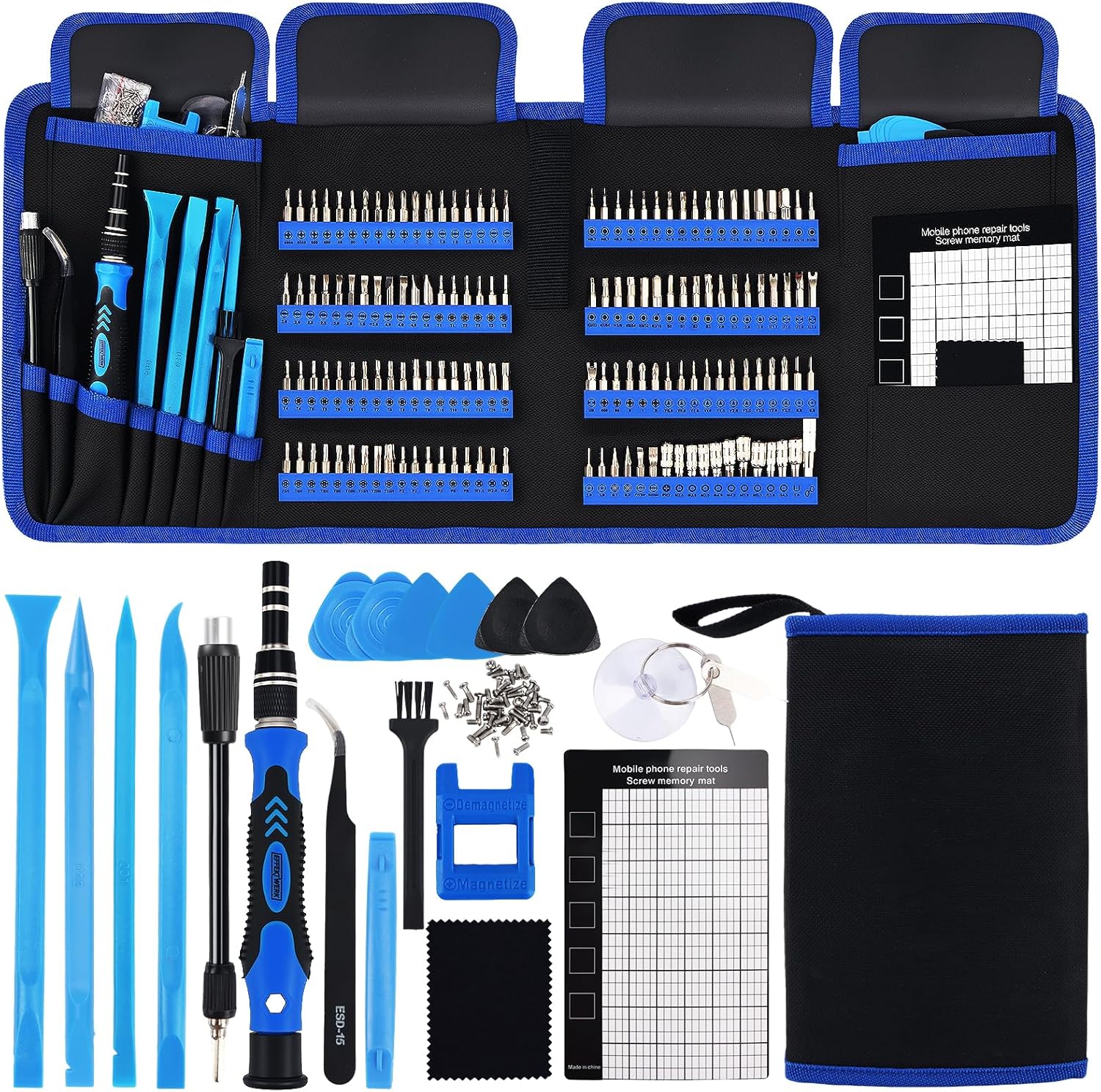 168 en 1 Kit Tournevis de Précision Électronique, Portable Tournevis Outils de Réparation avec 144 Embouts Magnétiques, pour Réparation Électronique, Smartphones, iPhone, PC, Montre, Jouets, Lunettes