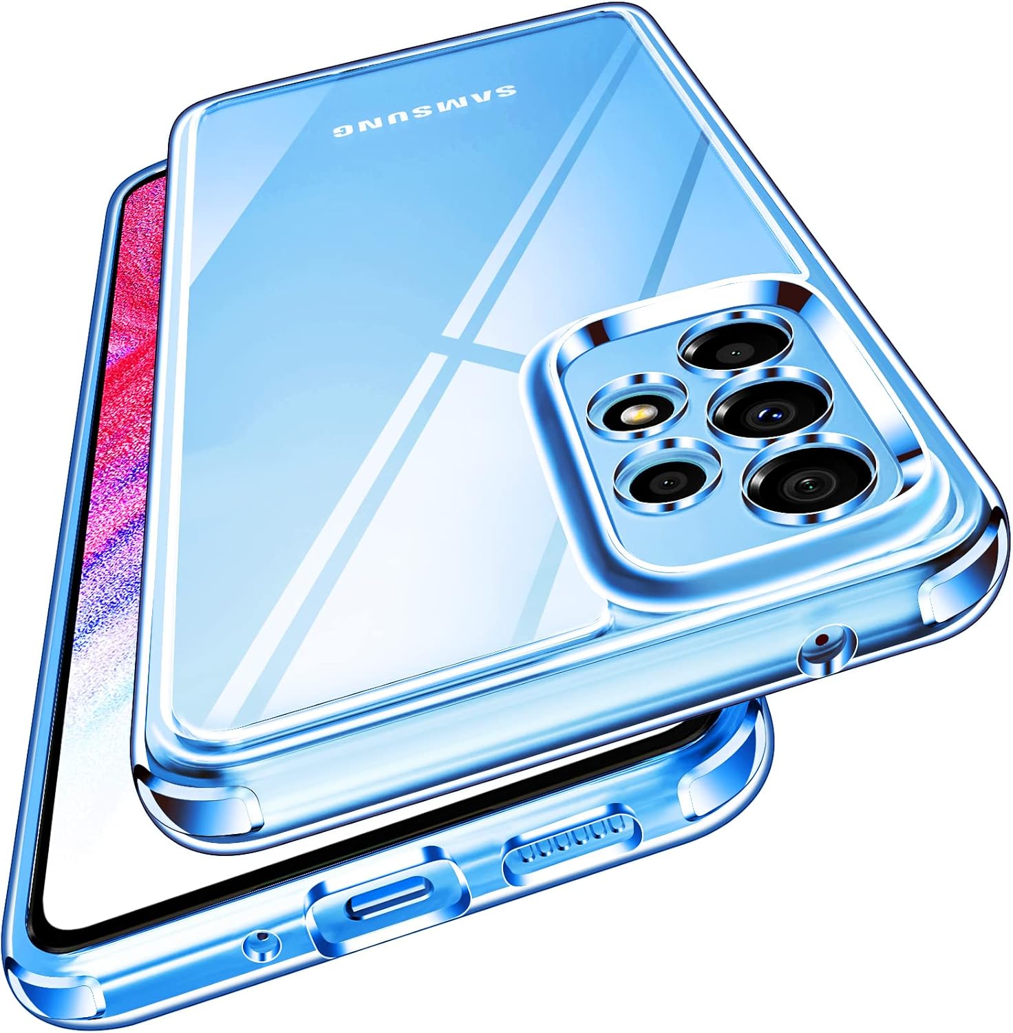 Anti-Jaunissement HD Clair Coque pour Samsung Galaxy A53 5G, [Protection Caméra] Mince Transparent Étui de Protection en Silicone Antichoc, Rigide PC Bumper Housse