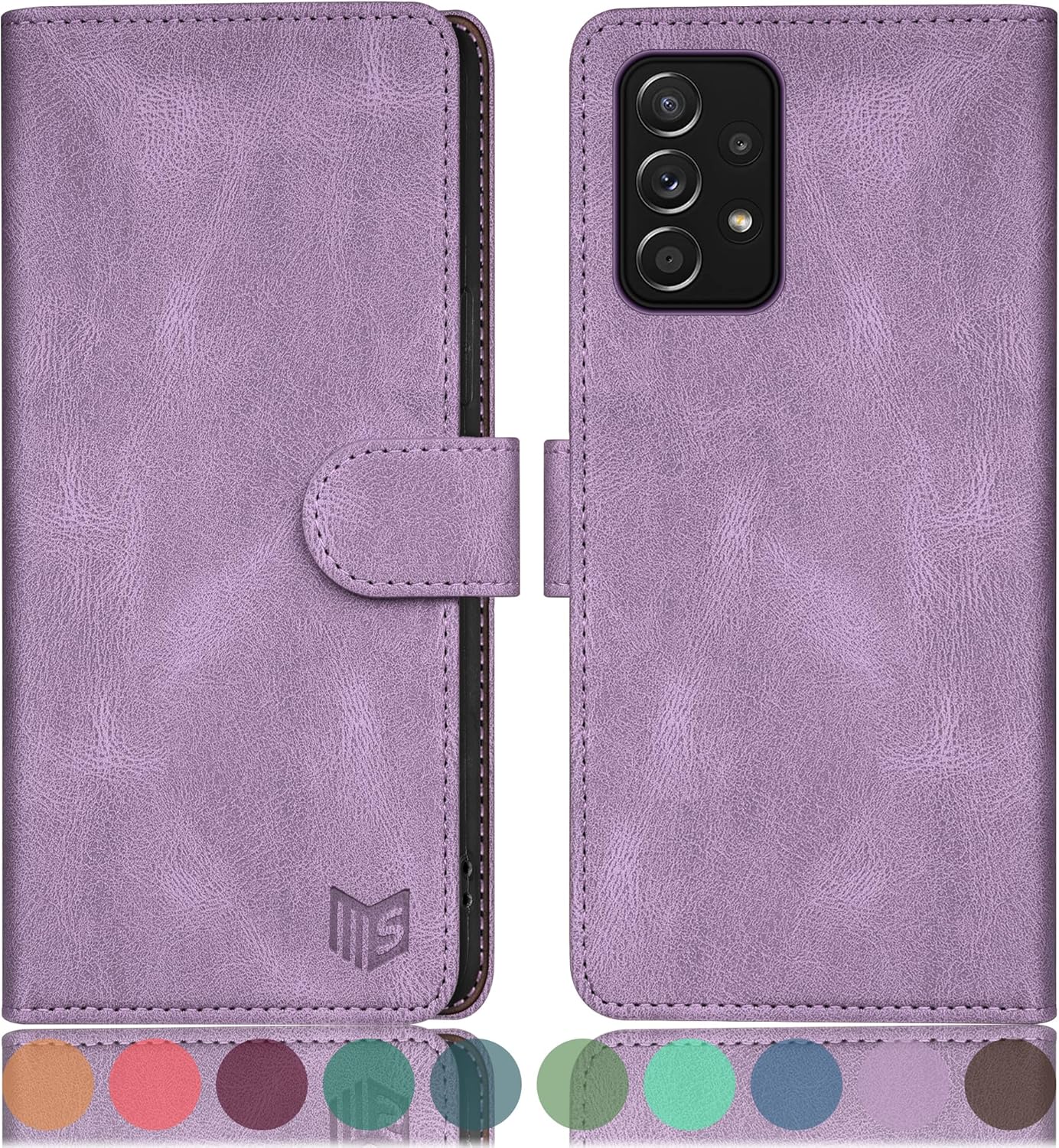 Etui Coque pour Samsung Galaxy A53 5G [RFID Blocage] [Magnétique Protection] Fentes pour Cartes Protection Etui Housse Premium en Cuir PU pour Samsung A53 5G Etui Portefeuille Lilas Violet