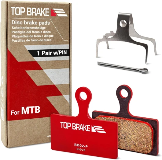 TOP BRAKE Plaquettes de Frein à Disque pour VTT, compatibles avec Shimano XTR M9000/9020, Deore XT M785/M8000 - Descente, Trail - Composé céramique, Option silencieuse, Rouge (PIN Inclus)