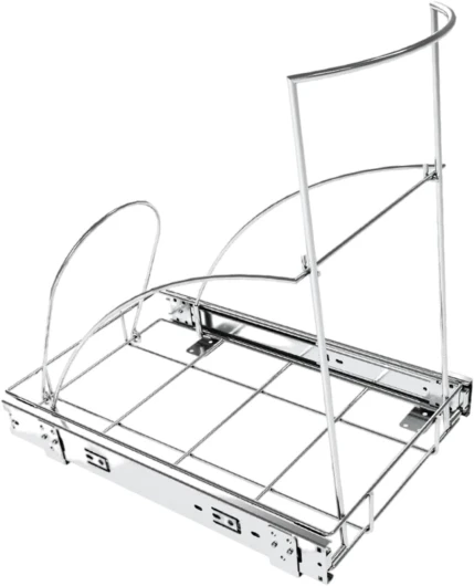MagiDeal Étagère coulissante pour poubelle, support pour poubelle, étagère coulissante robuste sous l'armoire, étagère coulissante pour poubelle de cuisine, Argent
