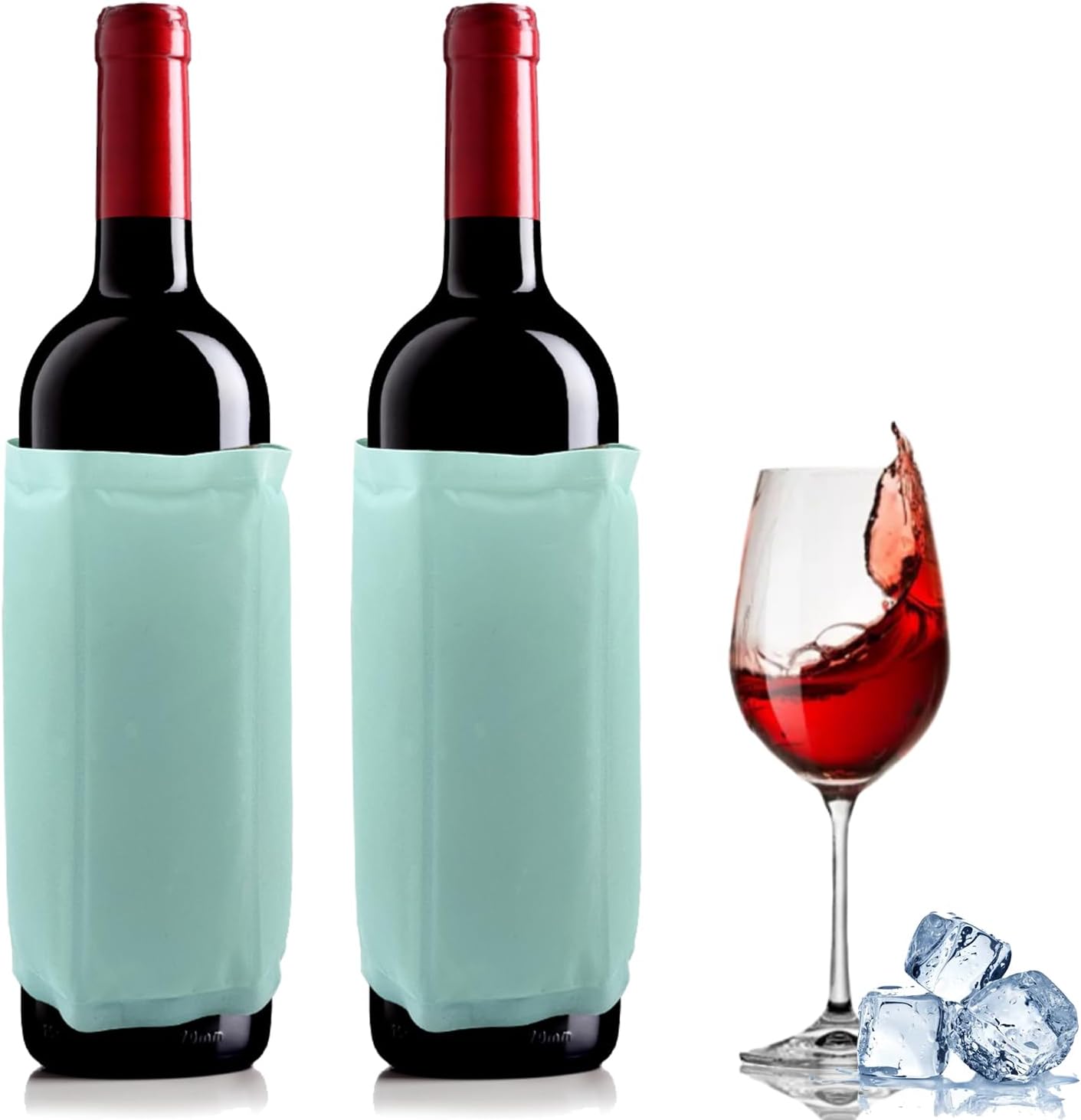 Lot de 2 manchons de refroidissement pour vin glacé, sac à vin glacé, refroidisseur de vin, refroidisseur de bouteille de vin, refroidisseur de bouteille de vin pour champagne rouge, blanc ou