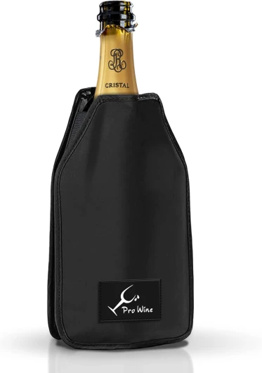 Rafraîchisseur pour Bouteilles de Vin ou Champagne, Sac Thermique, manchon de refroidisseur, Refroidit Bouteilles de Vin de Table, Glace pour Bouteilles, Tissu hydrofuge et élastique (Black)