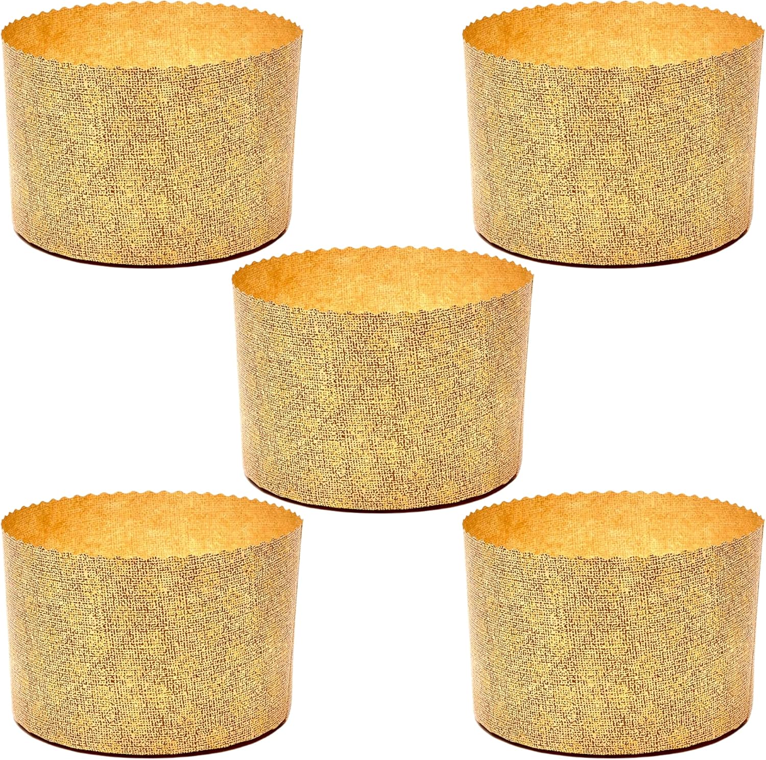 Moule à Panettone Haut 750 gr (5pcs) - Moules à Panettone en Papier Naturel de Cellulose Pure Haute Densité, Calandrés, Formes de Cuisson pour Panettone, Résistant à la Chaleur 200°C 5 moules