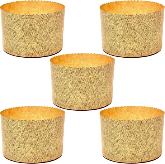 Moule à Panettone Haut 750 gr (5pcs) - Moules à Panettone en Papier Naturel de Cellulose Pure Haute Densité, Calandrés, Formes de Cuisson pour Panettone, Résistant à la Chaleur 200°C 5 moules