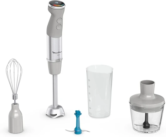 Mixeur plongeant, Technologie de lames Powelix, Mode silencieux, 20vitesses, Lames pour glace pilée, Mode turbo, Pare-éclaboussures, Hachoir, Quickchef+ DD67EB10, Gris