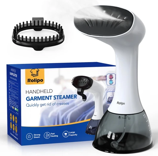Rolipo Défroisseur Vapeur,1640W Fer à repasser portable haute puissance pour la maison, le bureau, le voyage, réservoir d'eau de grande capacité de 400ML, Voyage Vapeur Steamer,Blanc
