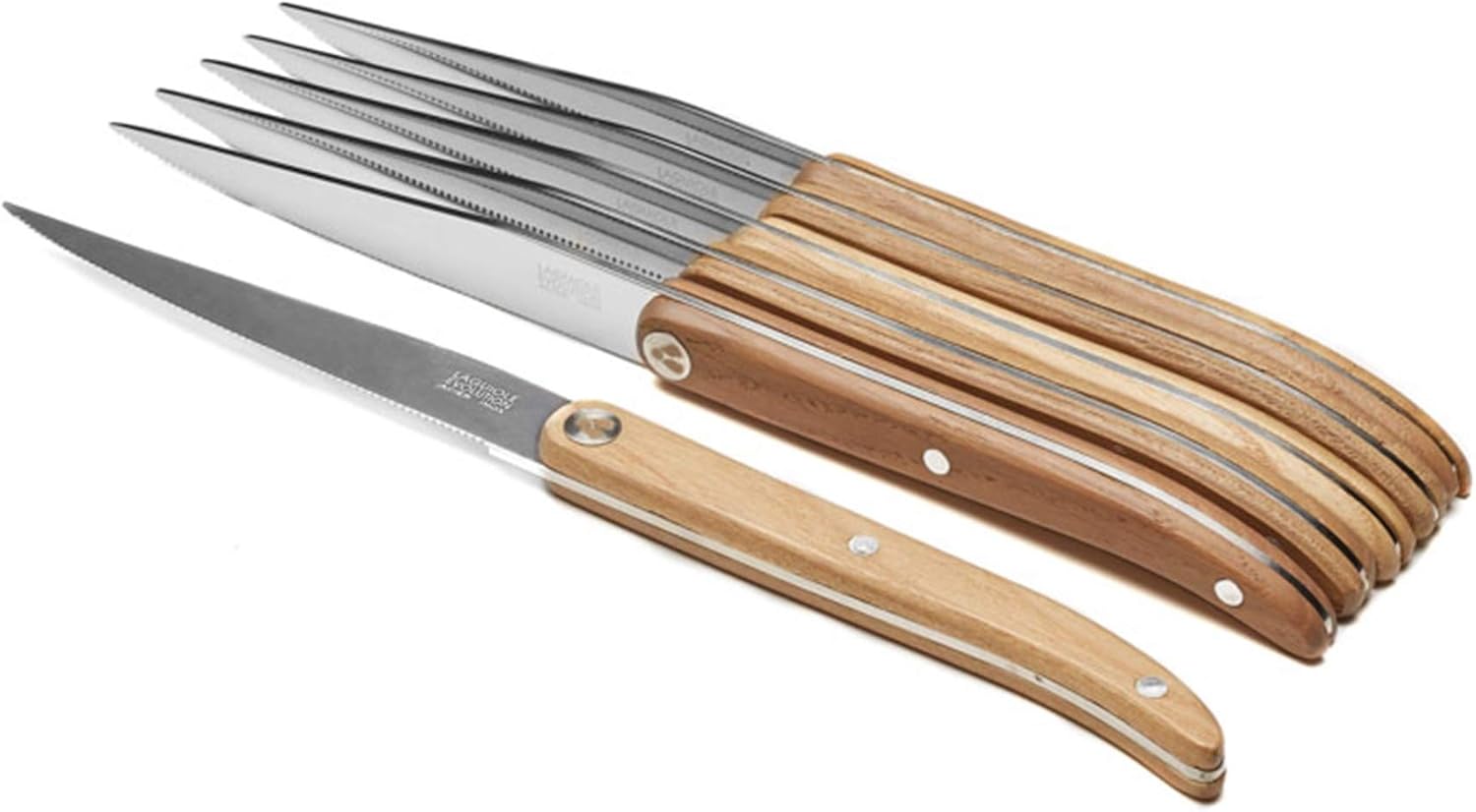 Laguiole Héritage Coffret de 6 Couteaux Steak Sens Lasuré Bois Clair