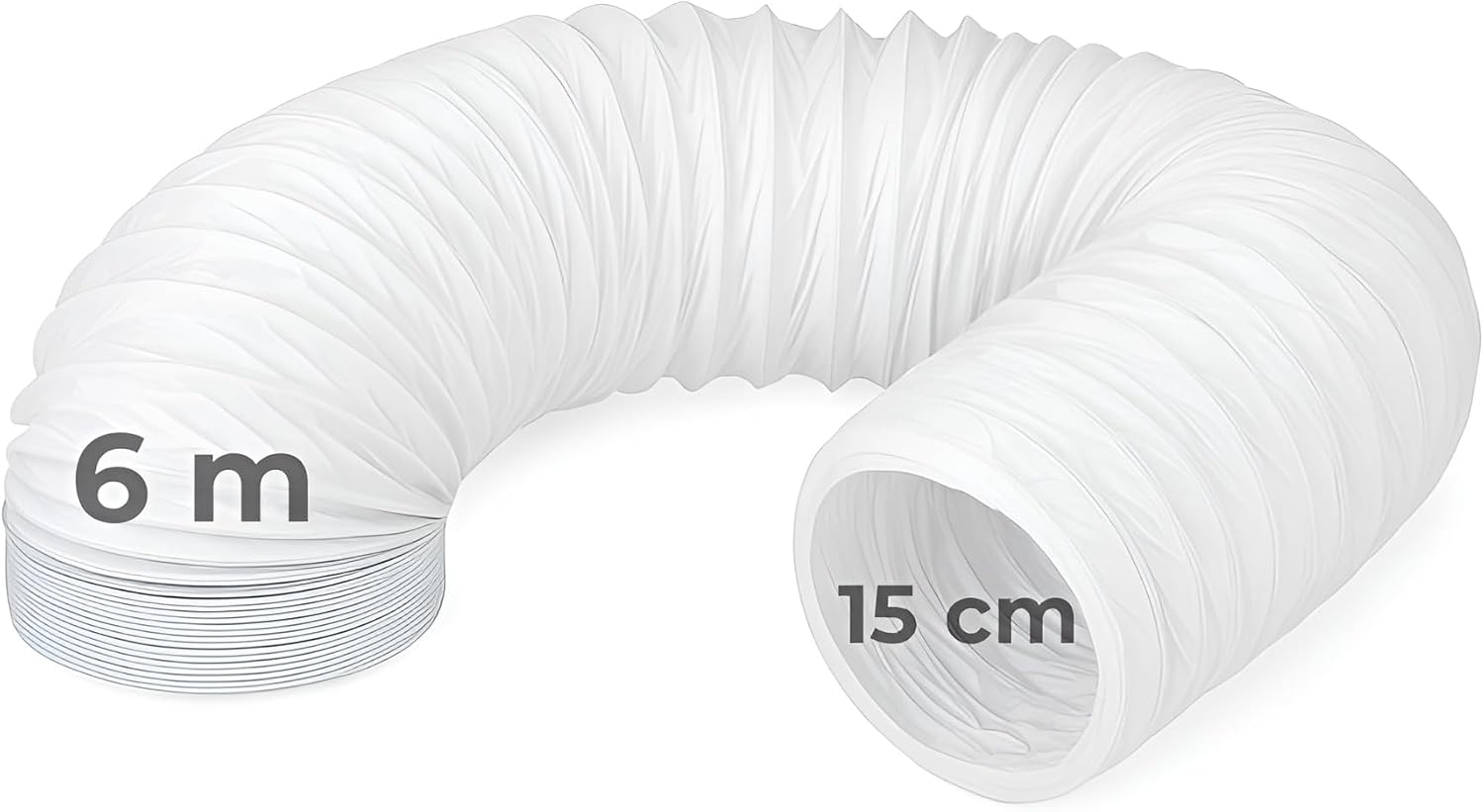 MIRTUX Tuyau flexible pour climatiseur portable 6 m Diamètre 150 mm PVC résistant à la chaleur Compatible avec les séchoirs et hottes de cuisine Pingouin Installation facile à la maison ou au bureau